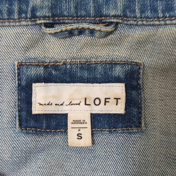 LOFT Raw Hem Cropped Denim Jacket, Color Blue Size S - Picture 15 of 16